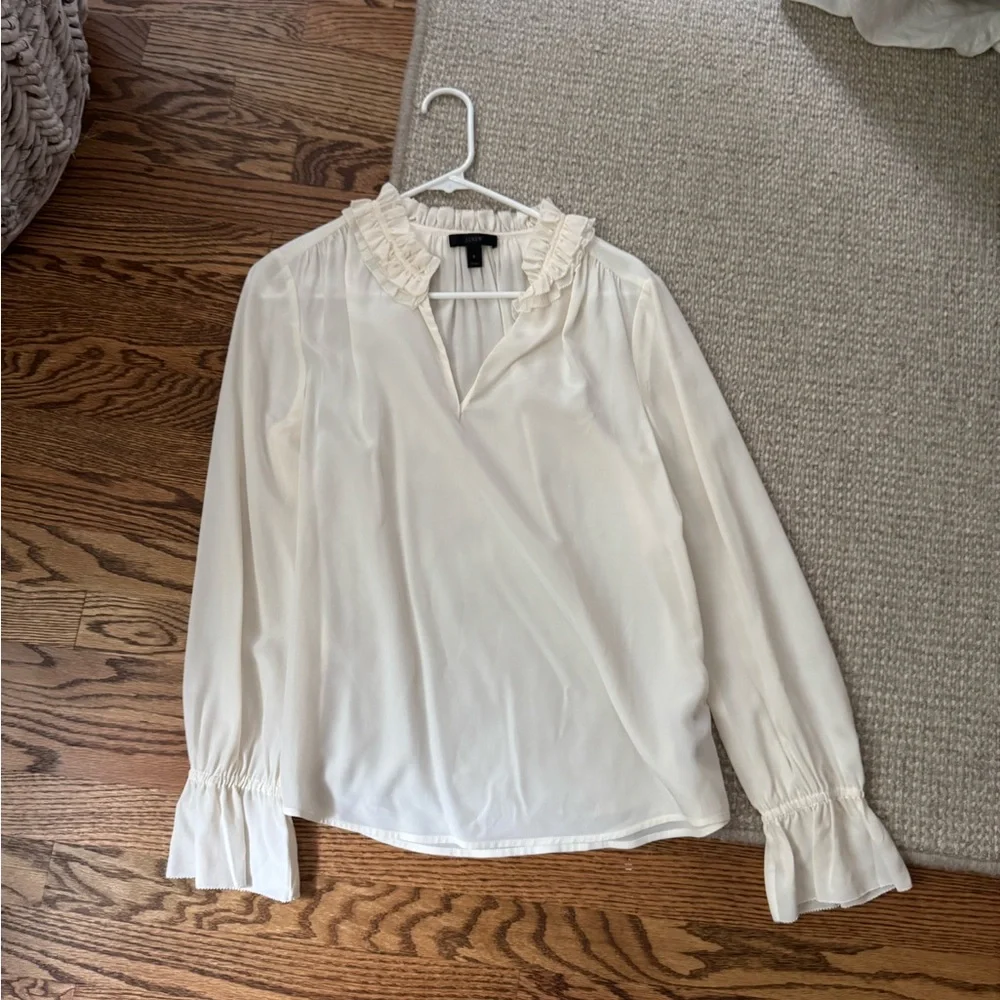 J. Crew Ruffleneck Top 365 Crepe Sz. 6 - Picture 3 of 10